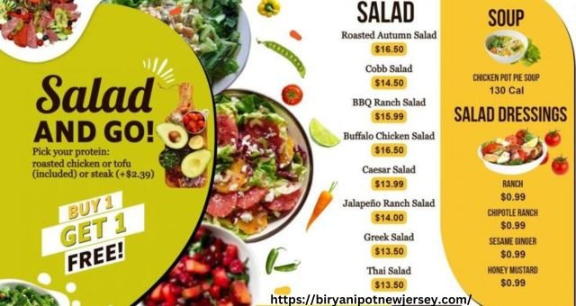 Salad and Go menu